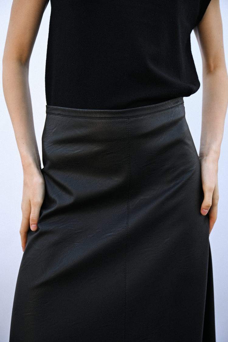 Faux leather midi skirt