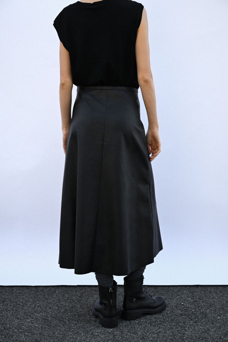 Faux leather midi skirt