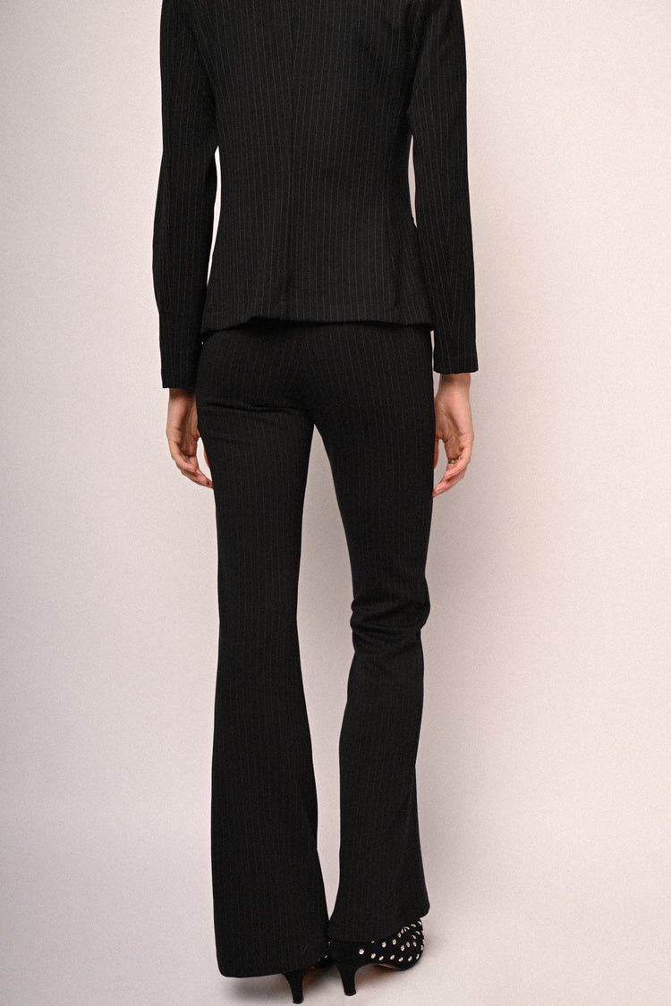 Pinstriped flared trousers