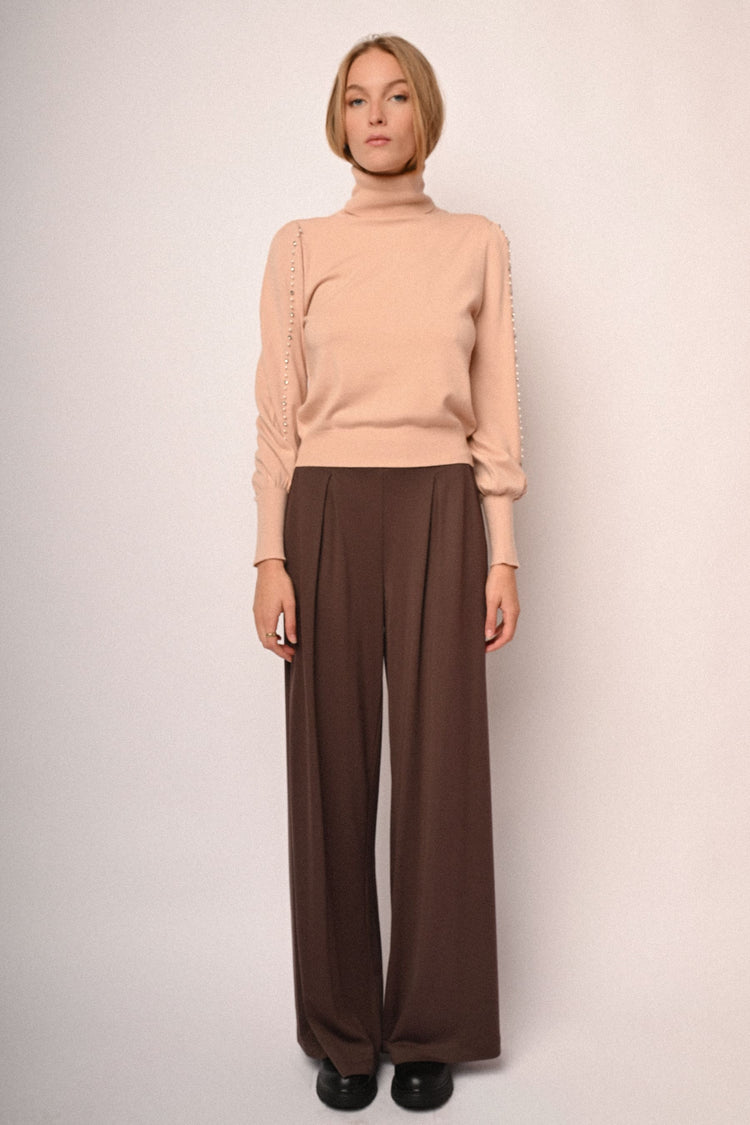 Viscose-blend wide-leg trousers