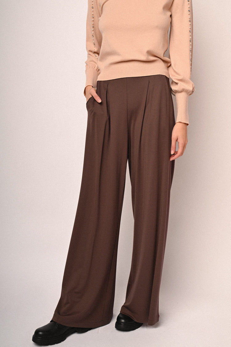 Viscose-blend wide-leg trousers
