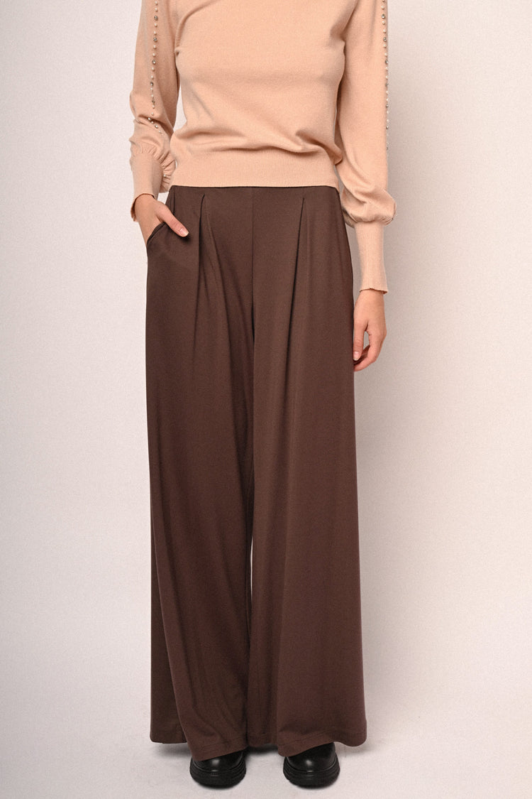 Viscose-blend wide-leg trousers