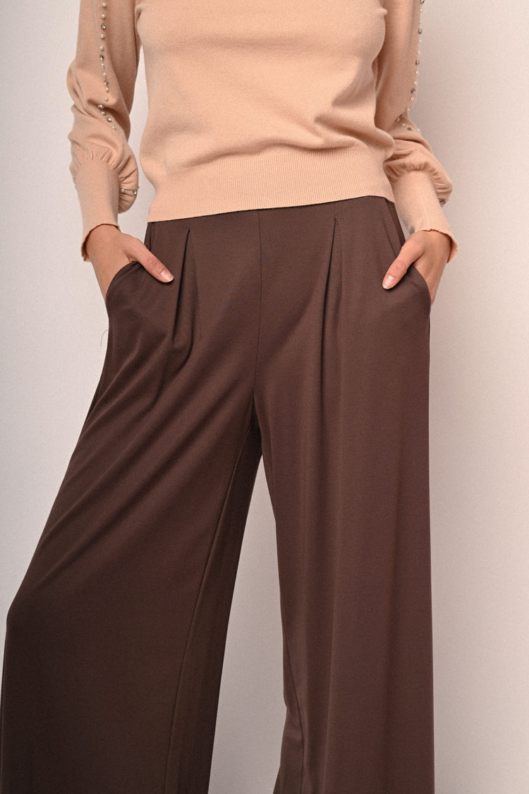 Viscose-blend wide-leg trousers