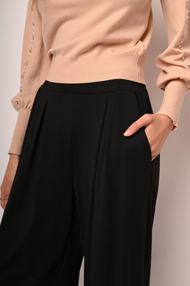 Viscose-blend wide-leg trousers