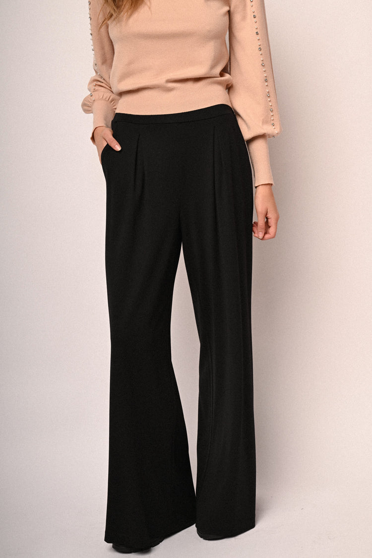 Viscose-blend wide-leg trousers