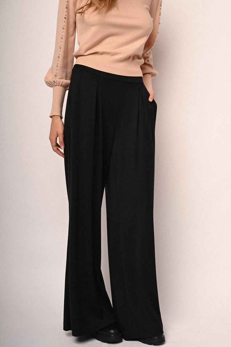 Viscose-blend wide-leg trousers