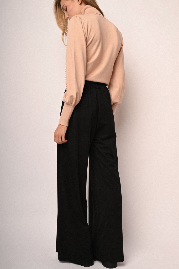 Viscose-blend wide-leg trousers