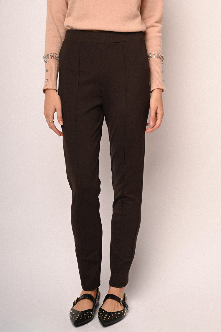 Topstitching viscose-blend leggings