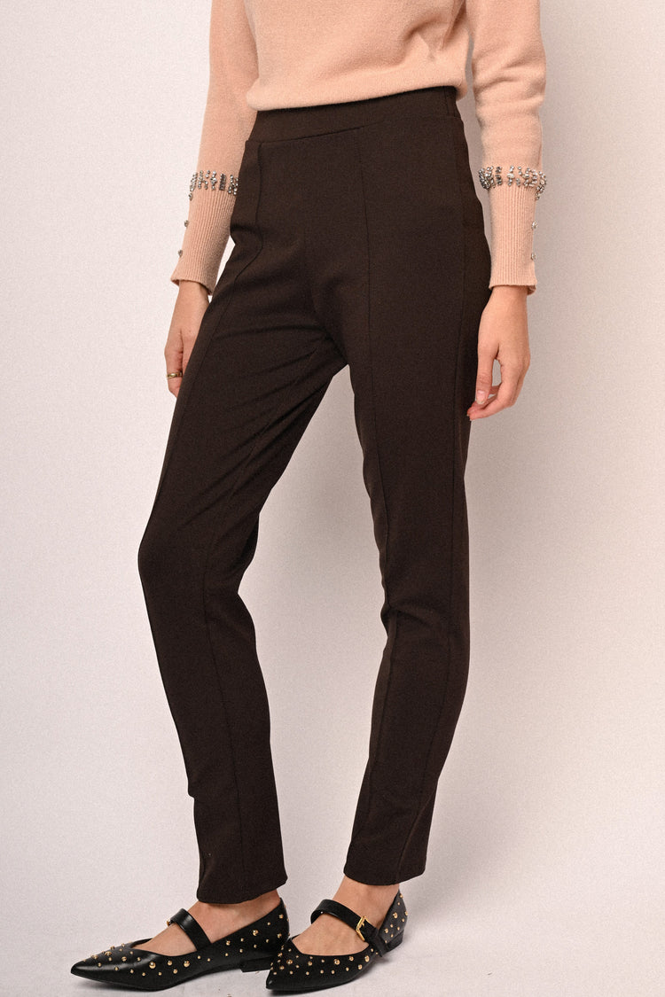 Topstitching viscose-blend leggings