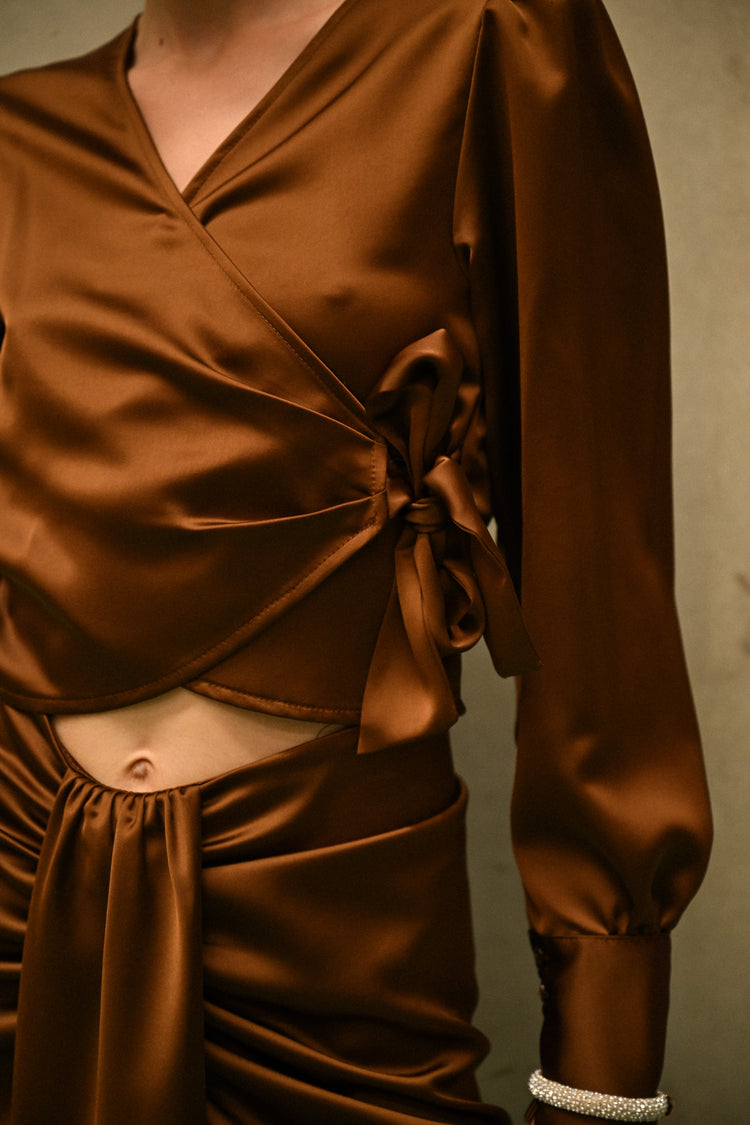 Satin wrap blouse