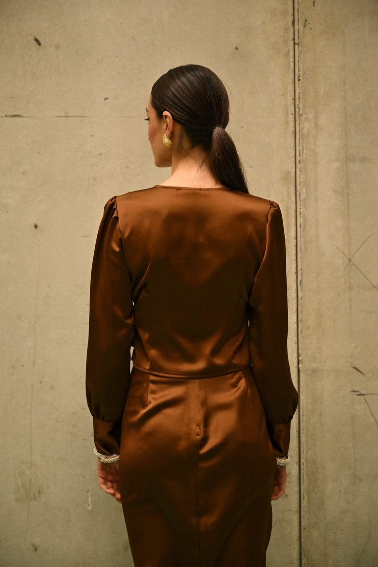 Satin wrap blouse