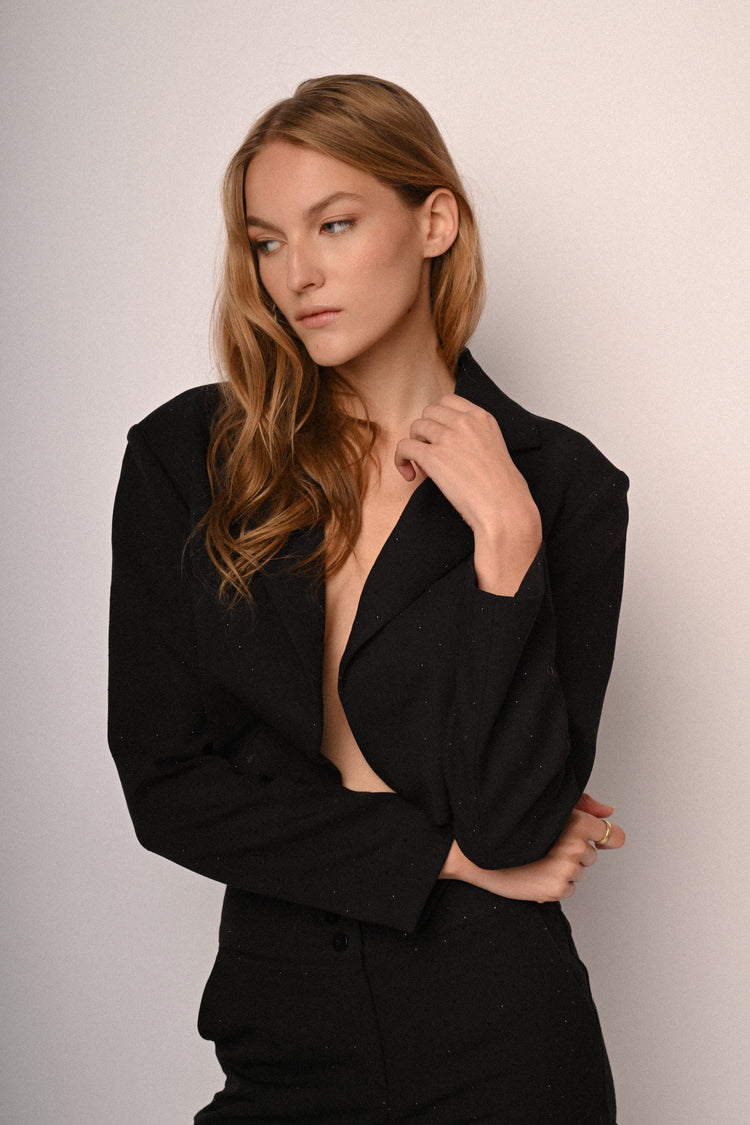 Rhinestone cropped blazer