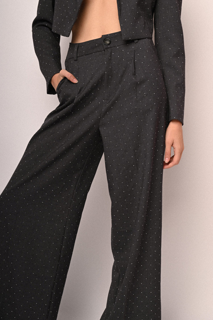 Rhinestone wide-leg trousers