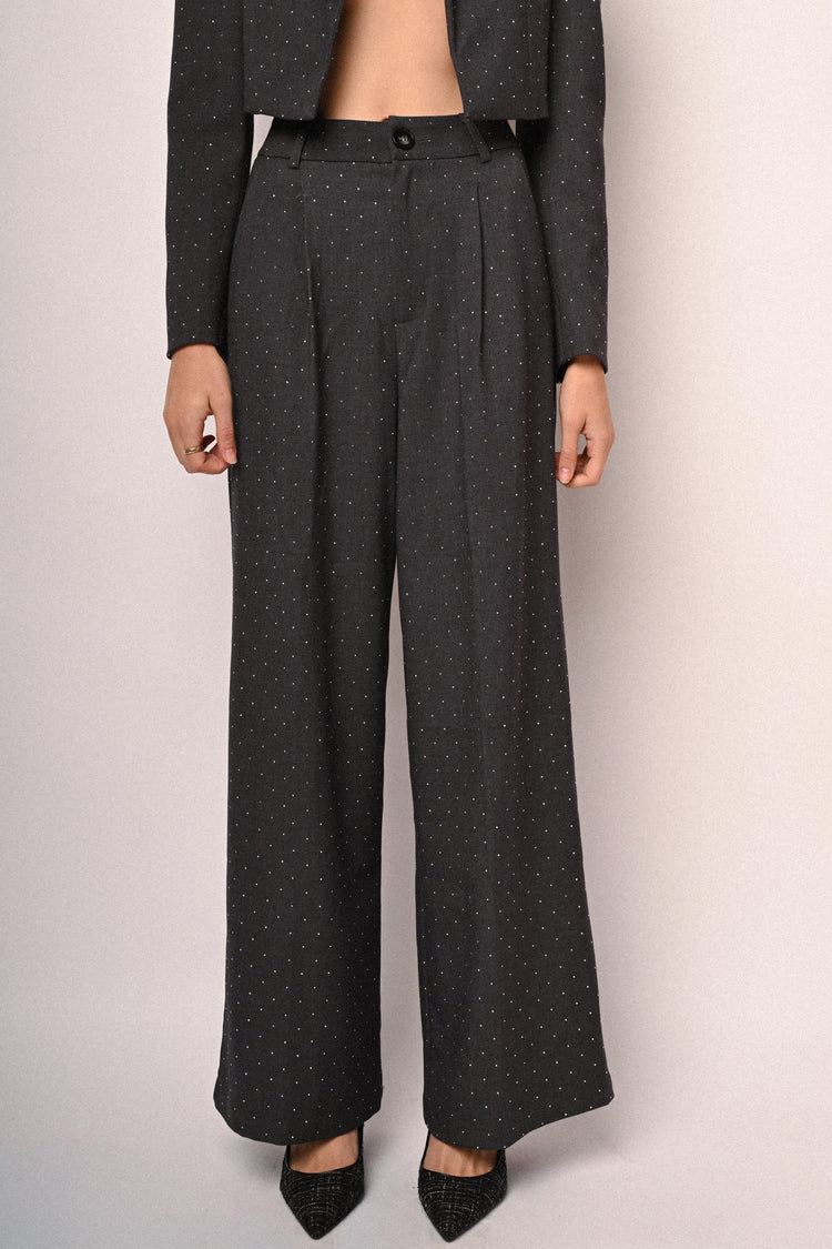 Rhinestone wide-leg trousers