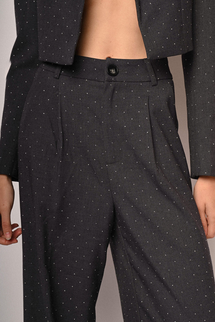 Rhinestone wide-leg trousers