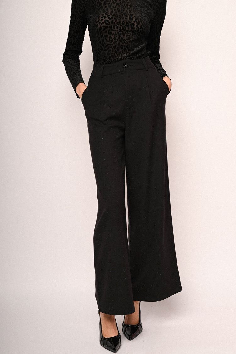 Glitter wide-leg trousers
