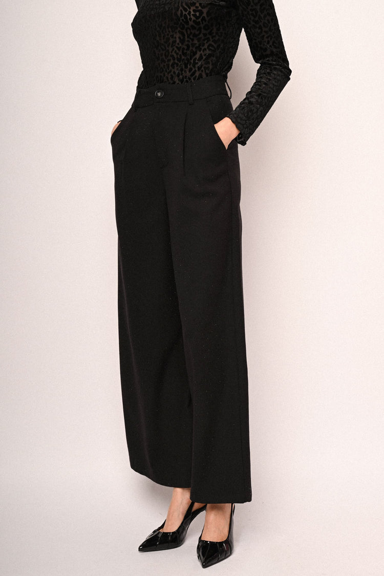 Glitter wide-leg trousers