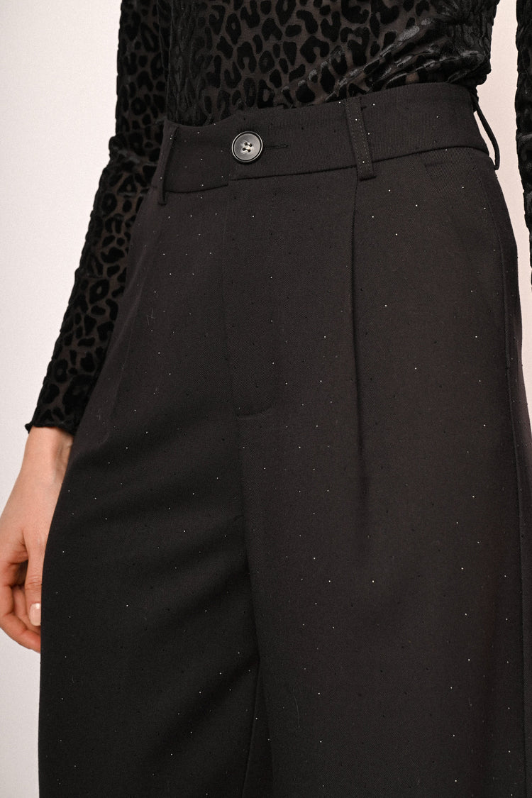 Glitter wide-leg trousers