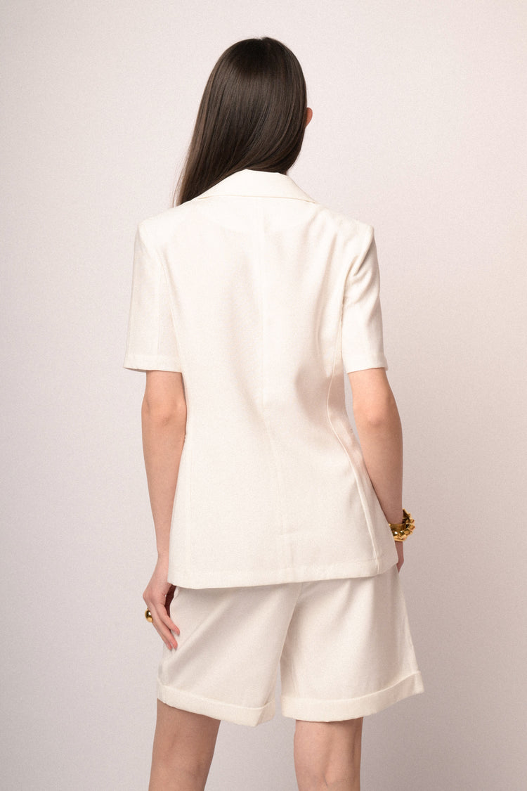 White viscose half-sleeved blazer