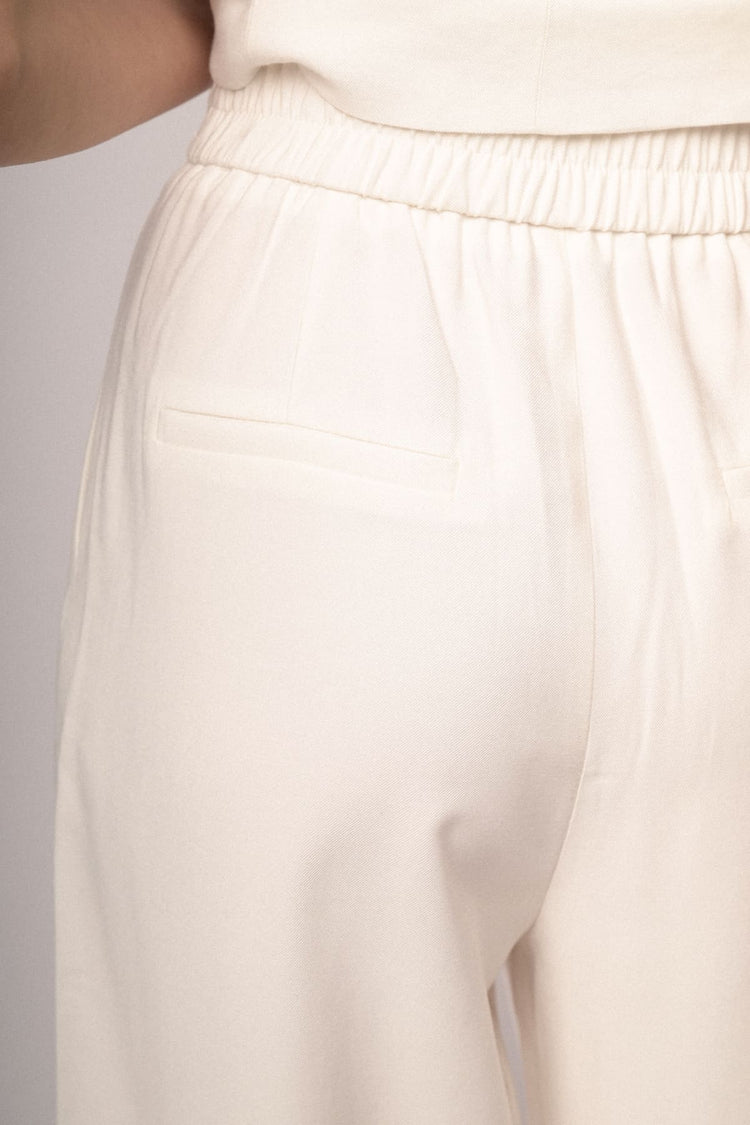White viscose wide-leg trousers
