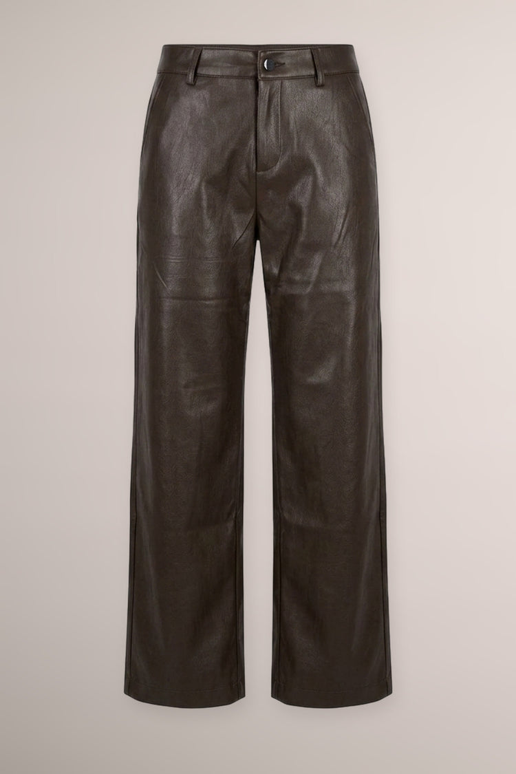 Ebony faux leather wide-leg trousers