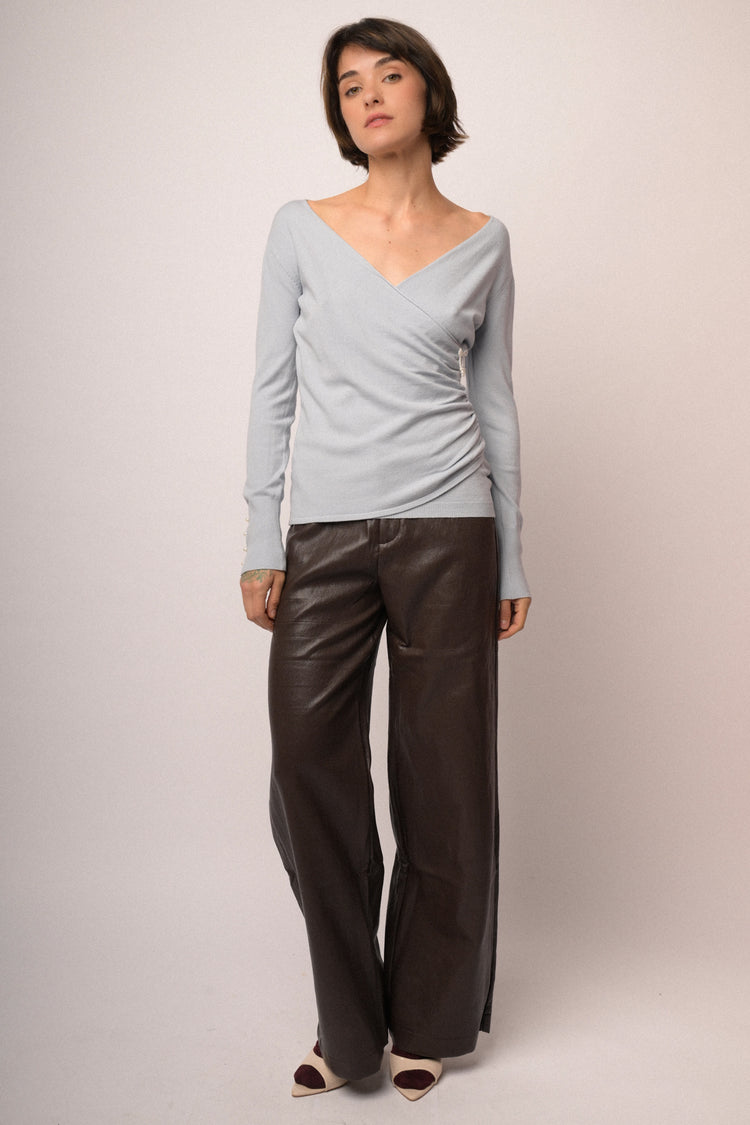 Pantaloni palazzo lucidi