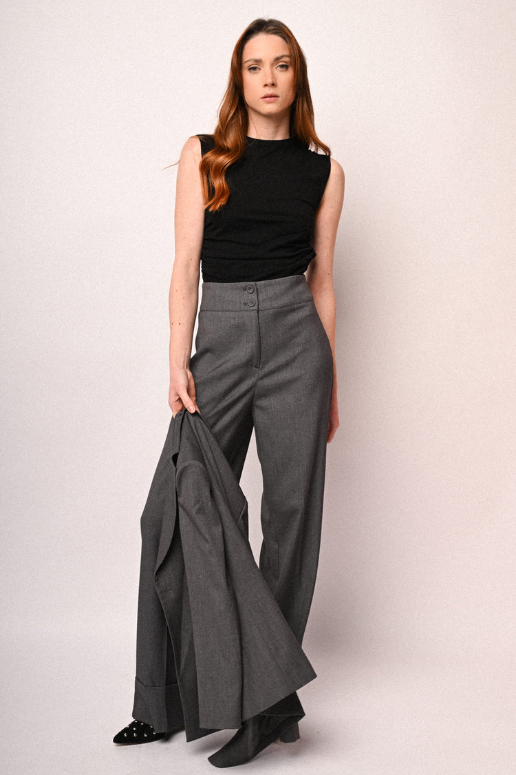 High rise wide-leg trousers