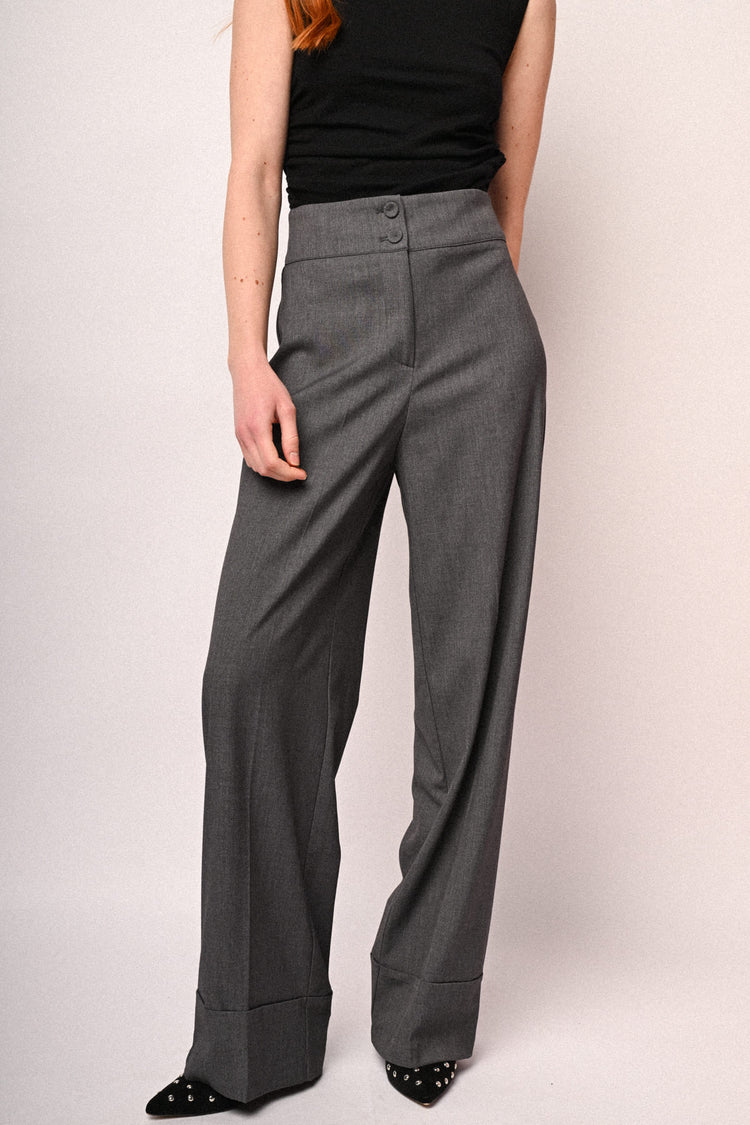 High rise wide-leg trousers