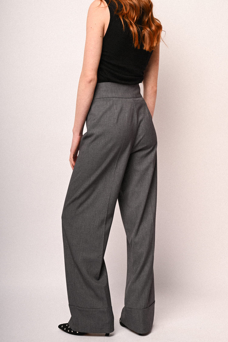 High rise wide-leg trousers