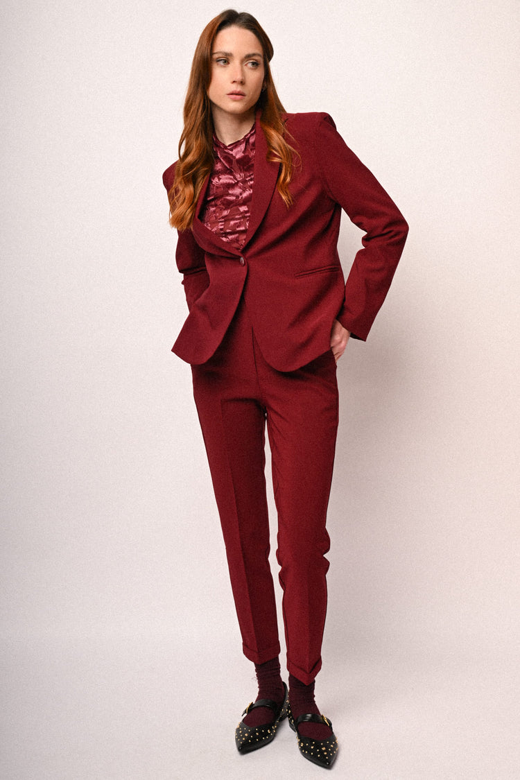 Turn-up slim-fit trousers