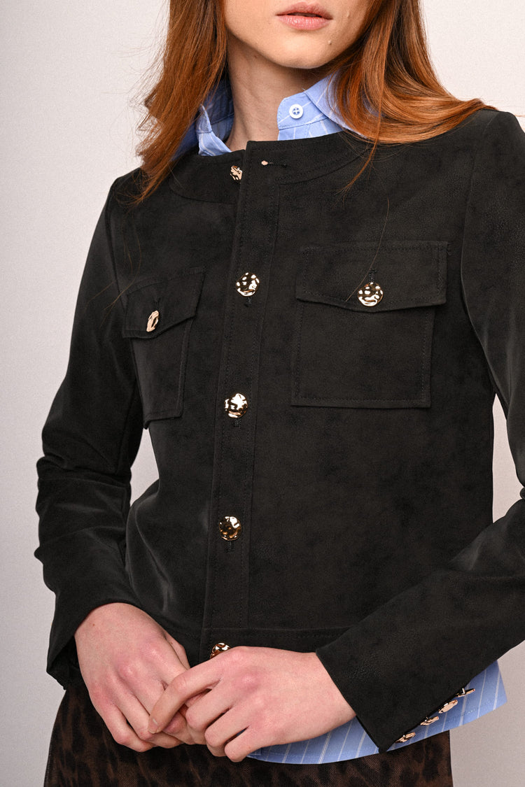 Faux suede field jacket