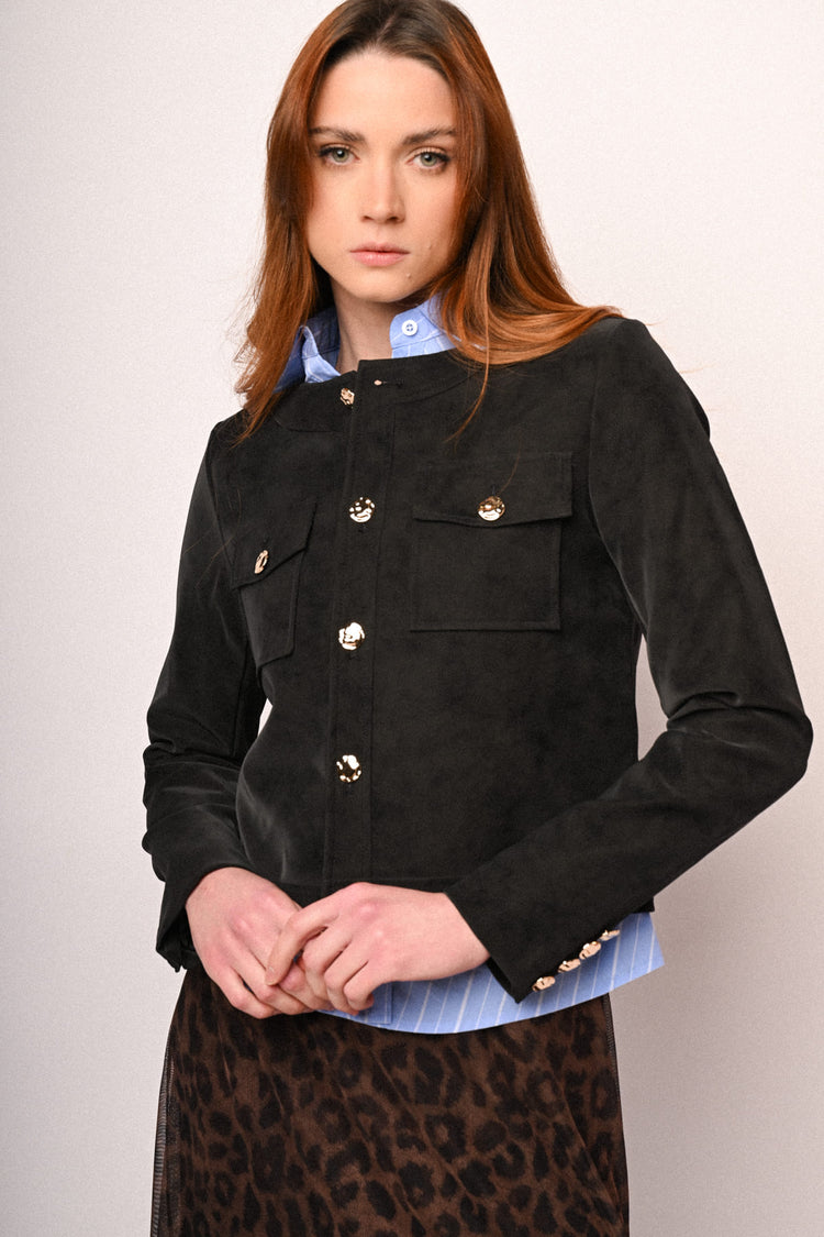 Faux suede field jacket