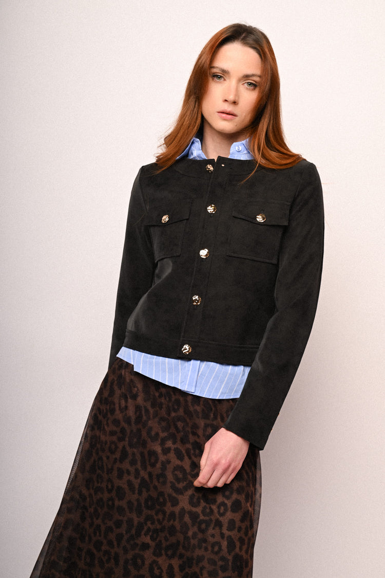 Faux suede field jacket