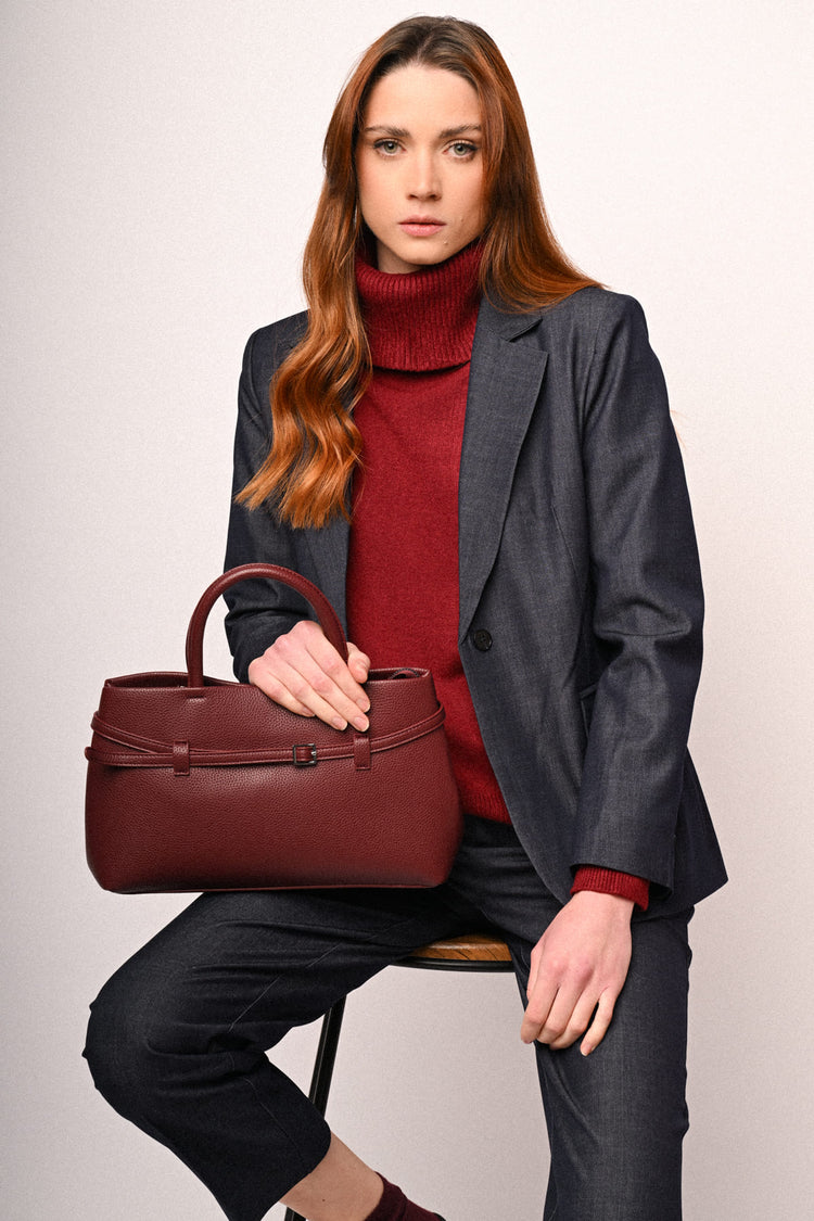 Denim-effect single-breasted basic blazer