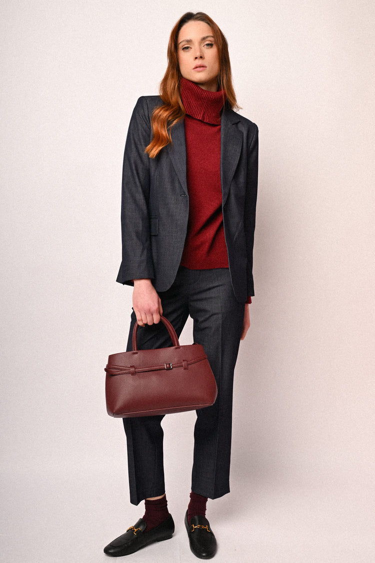 Denim-effect single-breasted basic blazer
