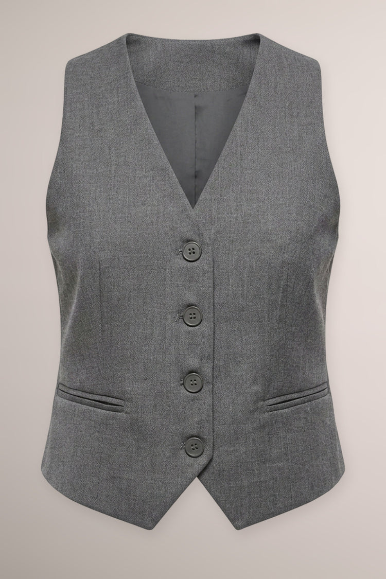 Grey viscose-blend V-neck waistcoat