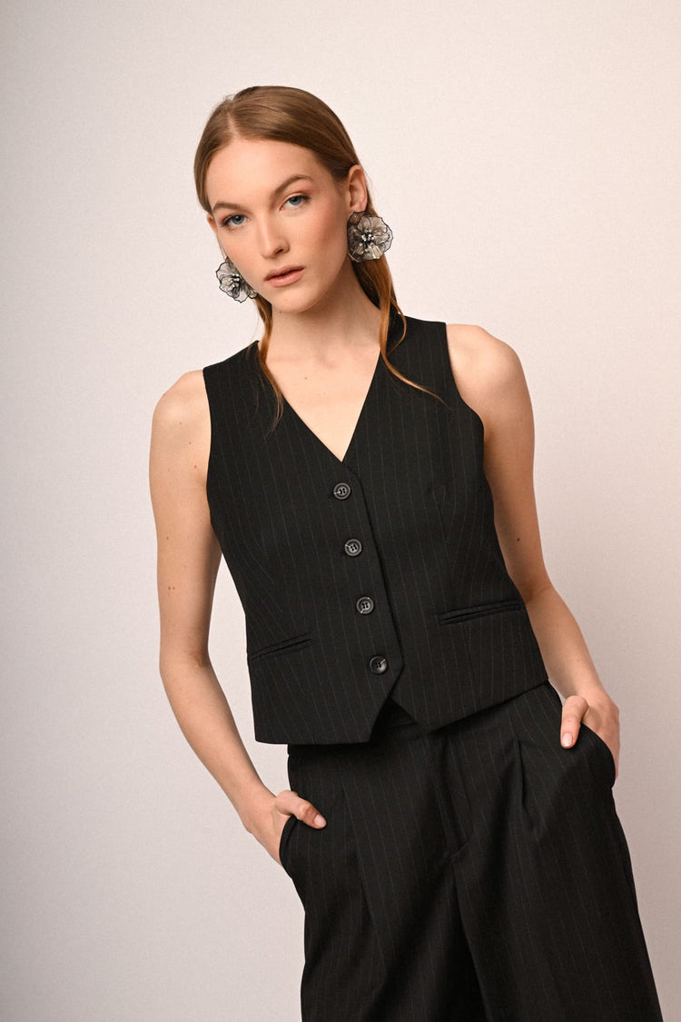 Black pinstriped waistcoat