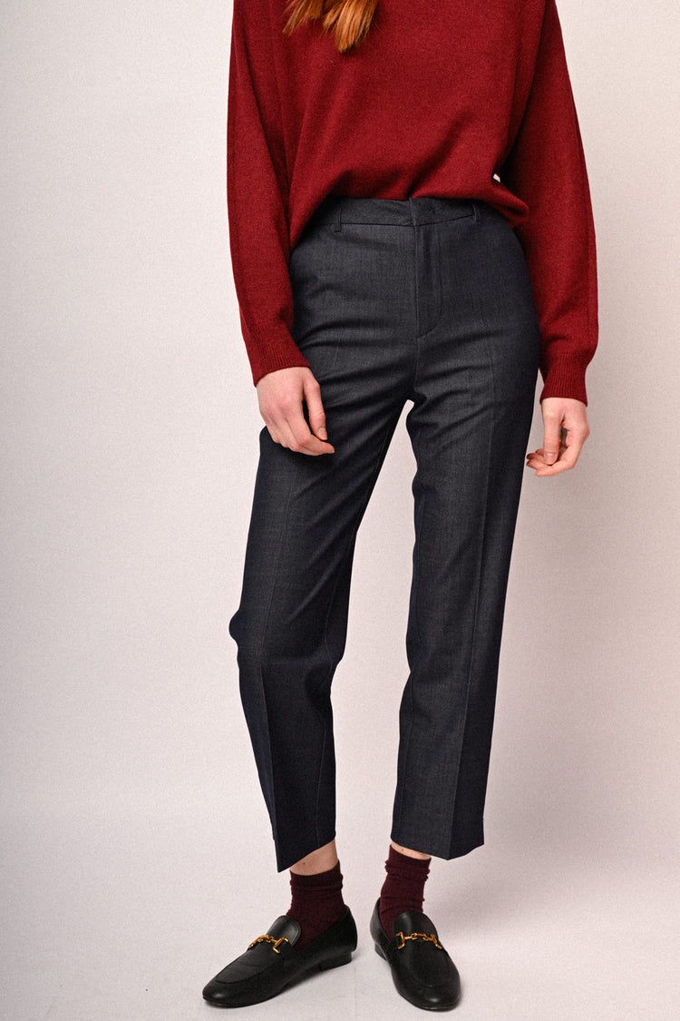 Denim-effect basic trousers