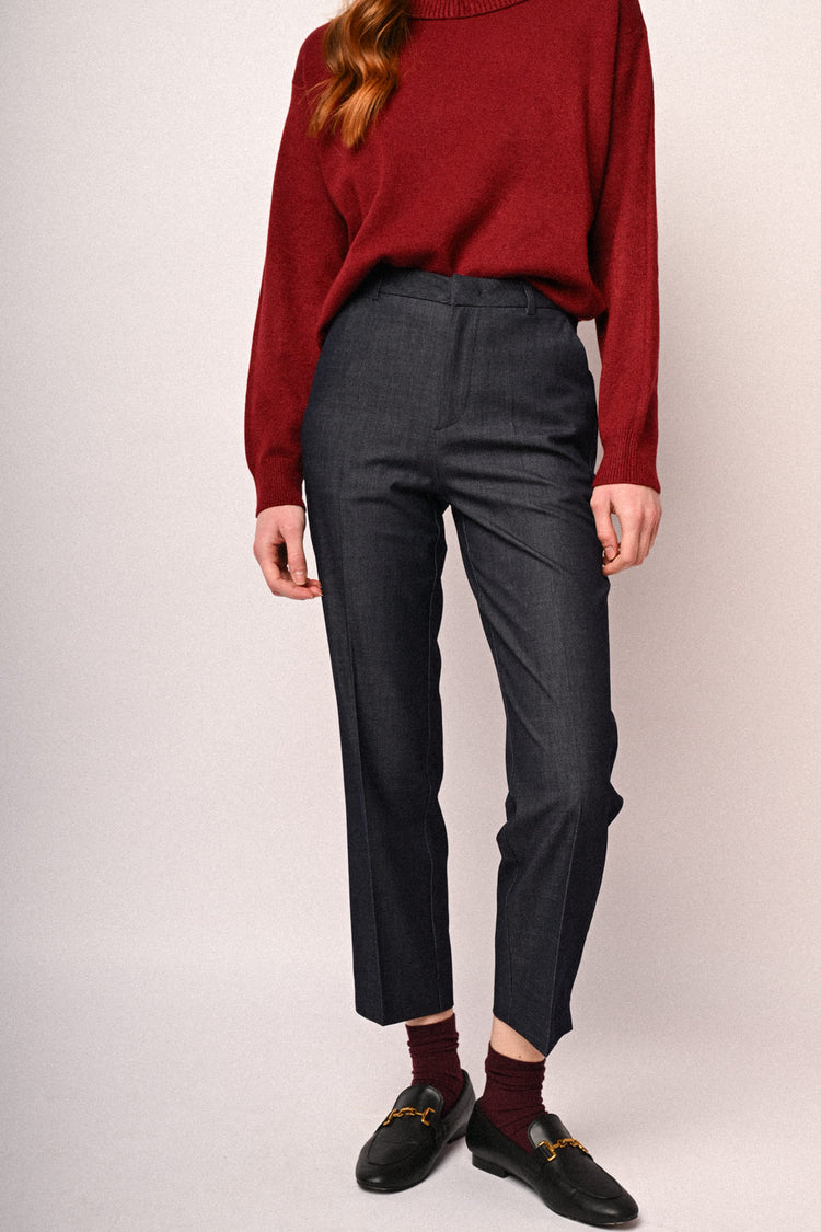 Denim-effect basic trousers