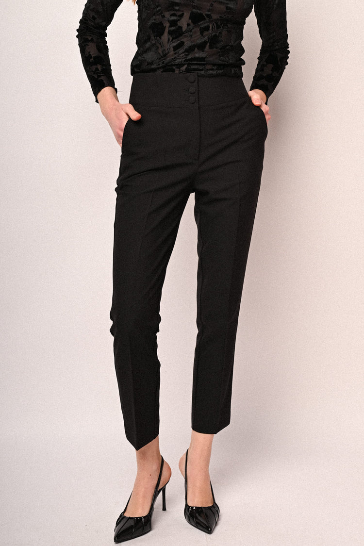 Ironed crease slim-fit trousers