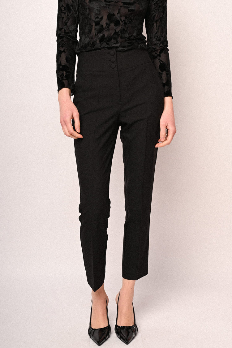 Ironed crease slim-fit trousers
