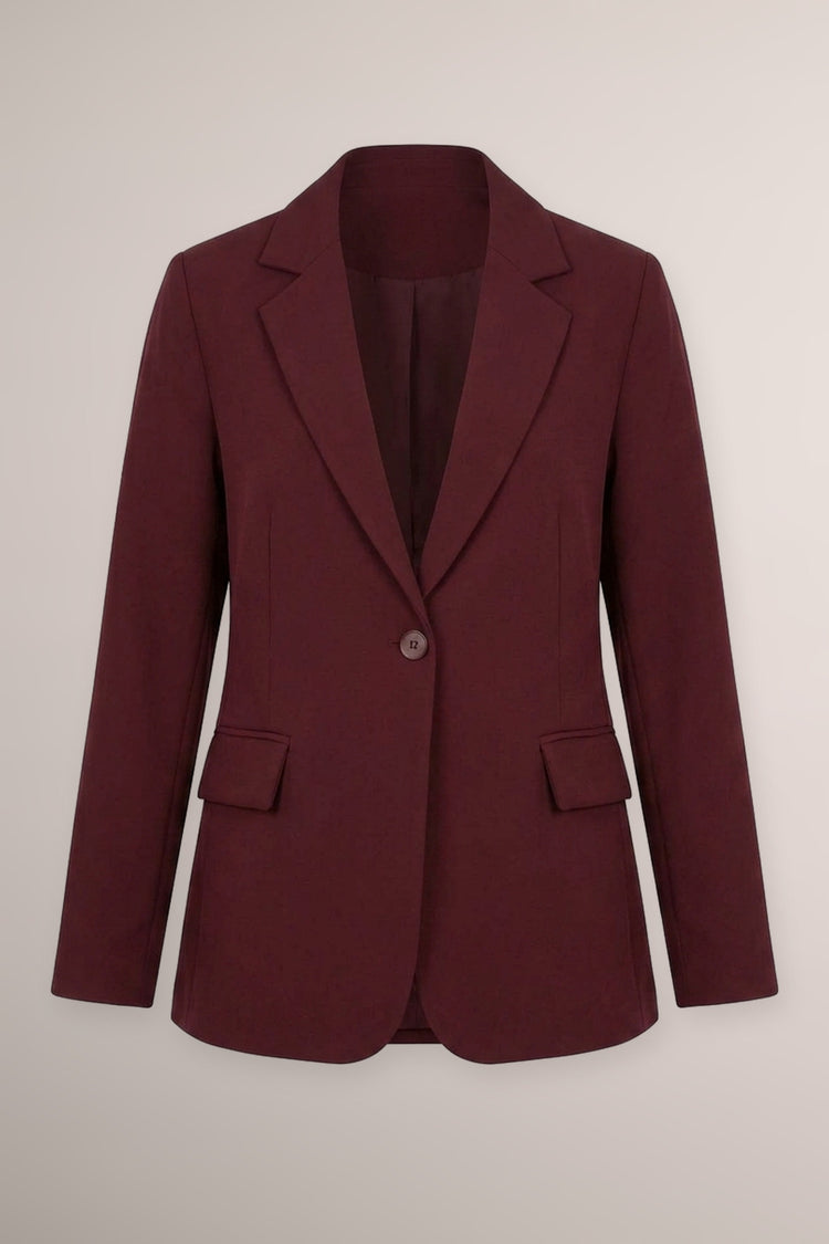 Burgundy single-breasted basic blazer