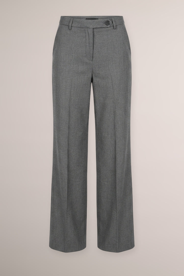 Grey viscose-blend business wide-leg trousers