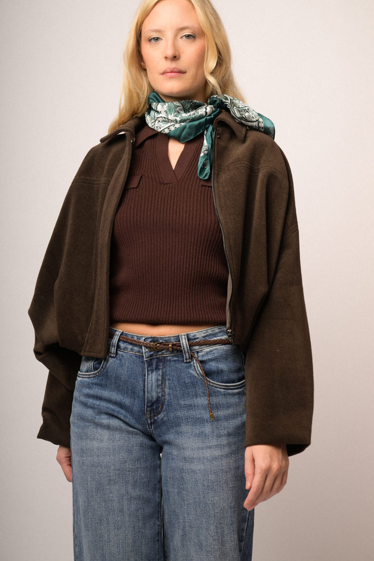 Cappotto corto arricciato