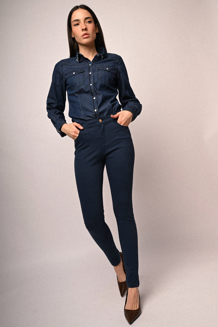 Slim-fit drill trousers
