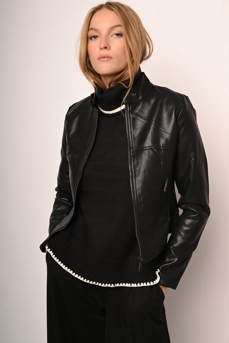 Faux leather biker jacket