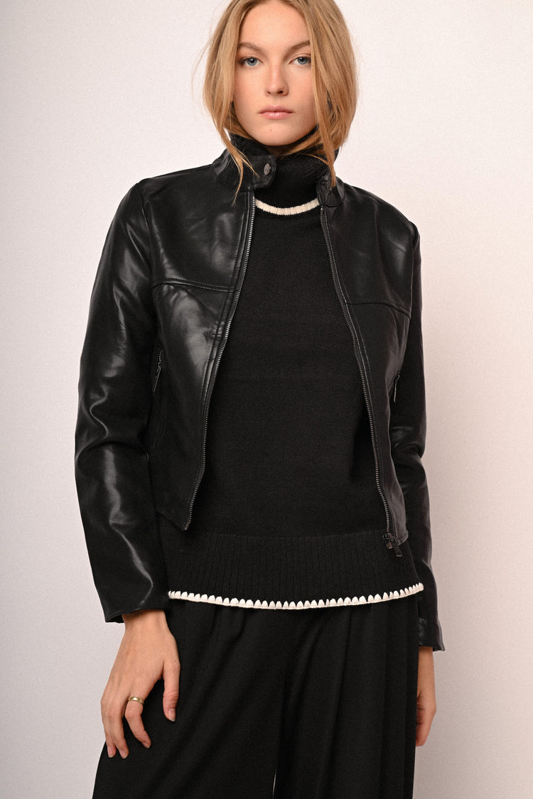Faux leather biker jacket