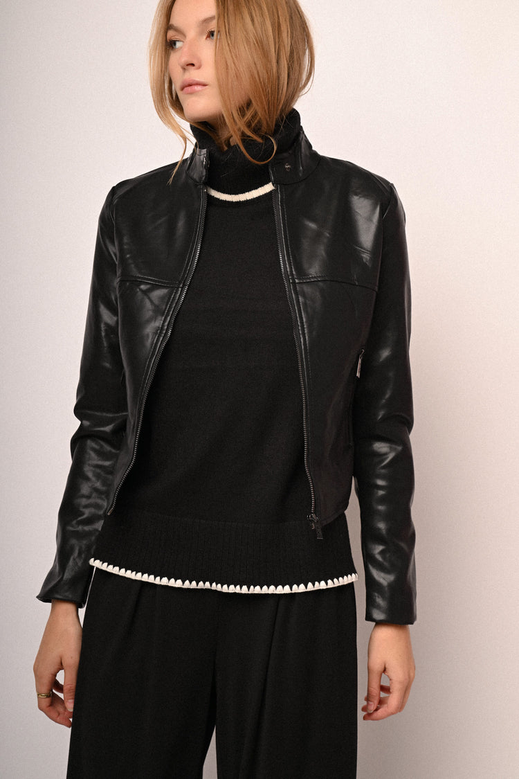 Faux leather biker jacket