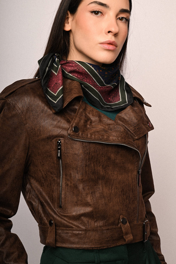 Vintage faux leather biker jacket