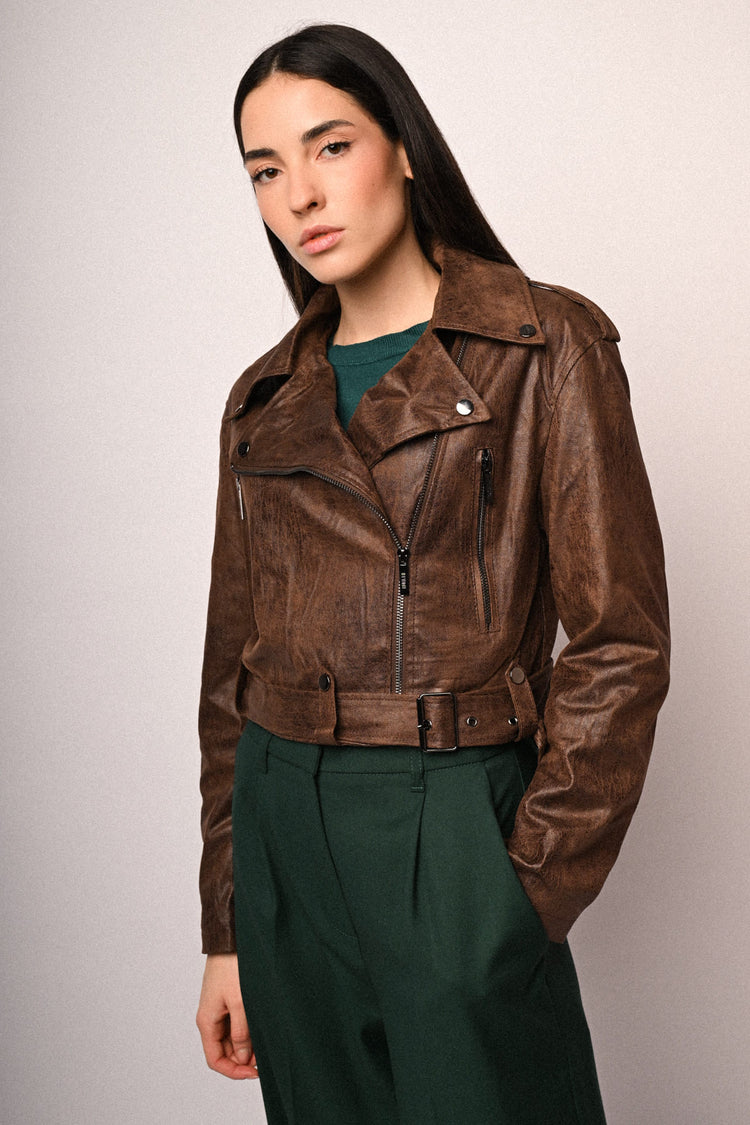 Vintage faux leather biker jacket